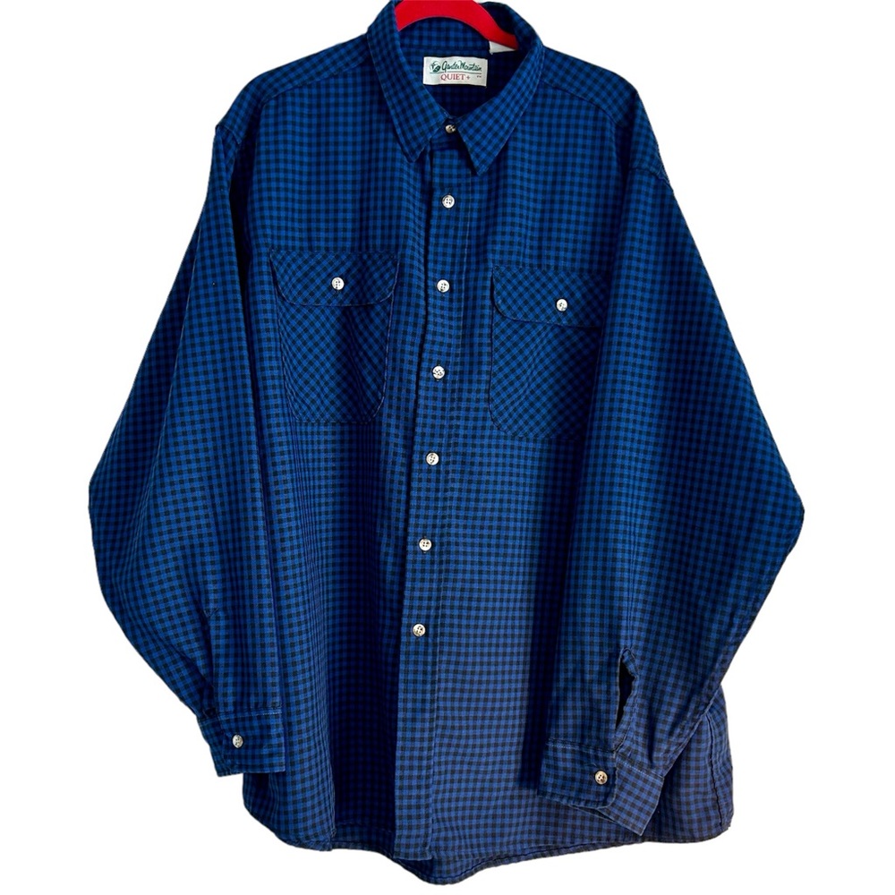 Gander Mountain Quiet + Men’s Button Up Shirt Sz 3XL Tall Blue/Black Plaid